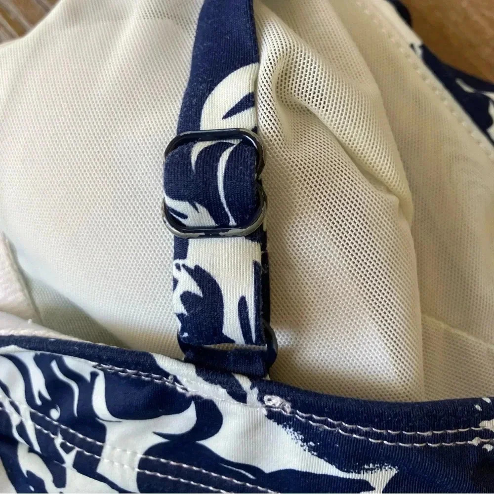 Liz Claiborne Navy & White Paisley & Floral One Piece Swimsuit Size 10 - Picture 4 of 6